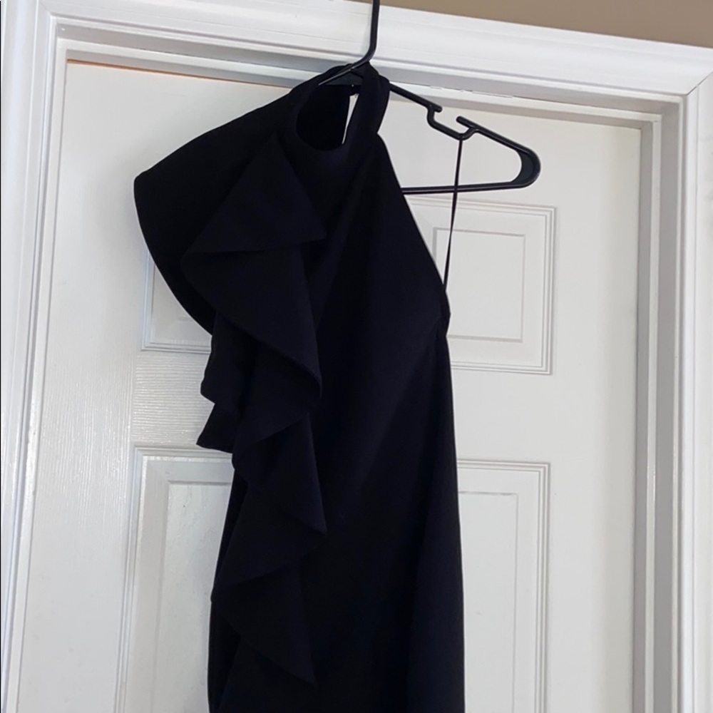 Gianni Bini Black Halter Ruffle Dress